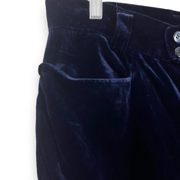 Velvet Pants Womens Large Blue Wide Leg High Rise Trouser Vintage Whimsigoth - Picture 3 of 12